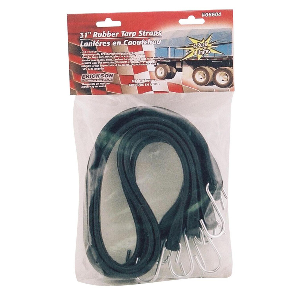 Erickson 06604 31"""" Long Industrial Epdm Rubber Tarp Straps (Pack Of 4) 064383066046