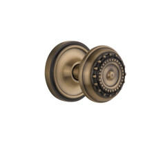 Nostalgic Warehouse Classic Rosette with Meadows Door Knob  Passage - 2.375""""  Antique Brass