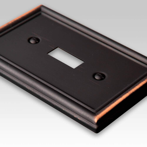 Amerelle 149TTDDB Chelsea Steel Double Toggle Wallplate  Single Duplex  Aged Bronze 1