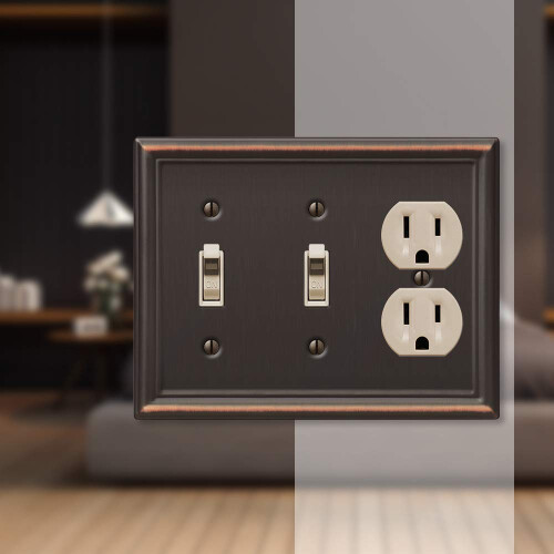 Amerelle 149TTDDB Chelsea Steel Double Toggle Wallplate  Single Duplex  Aged Bronze 2