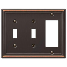 Amerelle 149TTRDB Chelsea Steel Double Toggle/Single Rocker-GFCI Wallplate Aged Bronze