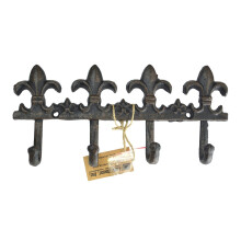 Lulu Decor Cast Iron Fleur de Lis CLE CORCE CORCE DECORATIVE MUR CORCHE ANTIQUE CASSE CORCE VINTAGE HORD CLE MONTRE CLE CORCHE MONTER MUR (CLACE