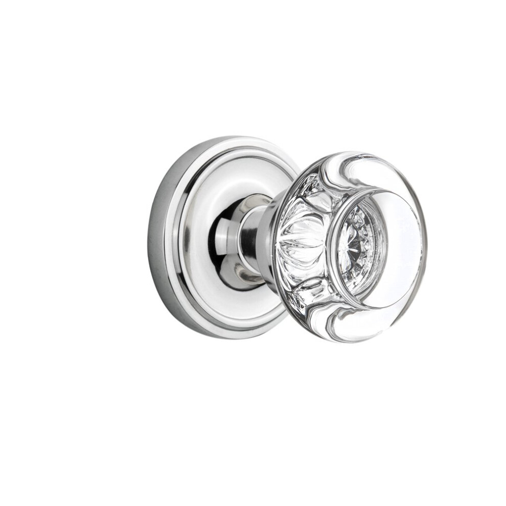 Photos - Door Handle Nostalgic Warehouse 712202 Passage-2.375"""" Bright Chrome Classic Rosette with Round Clear Crystal Glass Knob