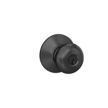 Schlage F51A PLY 622 Puxador de Porta Plymouth, Fechadura com Chave, Preto Fosco
