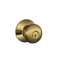SCHLAGE F51A PLY 609 Fechadura de Entrada com Chave Plymouth, Latão Antigo