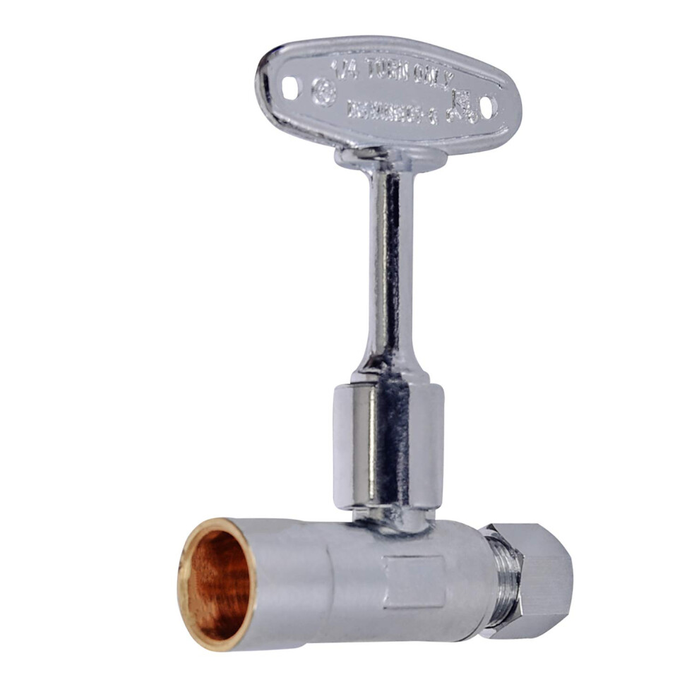 Midline Valve 92212Qs-Om Water Supply Stop Valve With Quarter Turn Control Key; No Lead; One Piece; Straight Shut-Off For Toilet Sink Dishwasher 804595989432