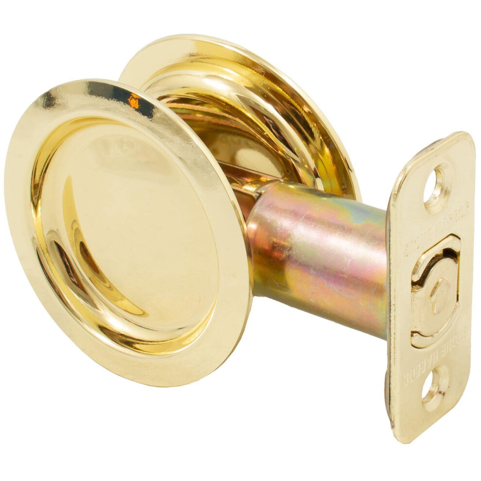 Round Pocket Door Lock Passage (Hall/Closet) Latch 2-3/8"""" Backset Rcl Polished Brass By Stone Harbor Hardware 848424006860
