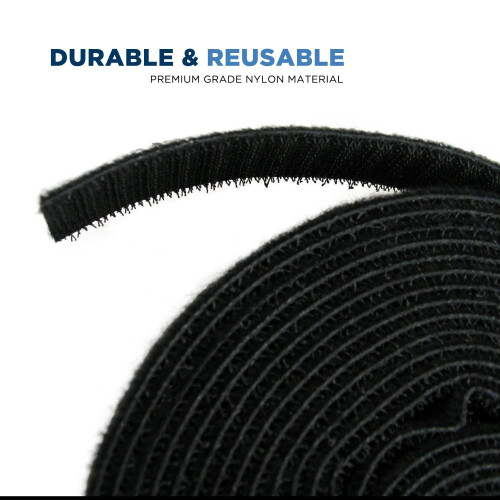 QualGear VR1-B-1-P-2PK Reusable Self Gripping Cable Tie Roll  Black - 2 Pack 1