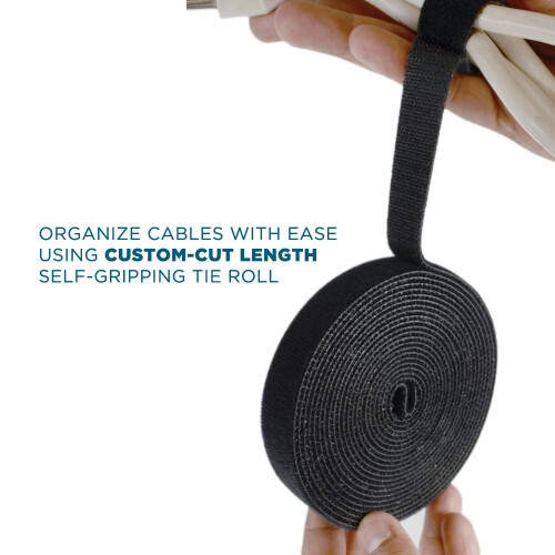 QualGear VR1-B-1-P-2PK Reusable Self Gripping Cable Tie Roll  Black - 2 Pack 2