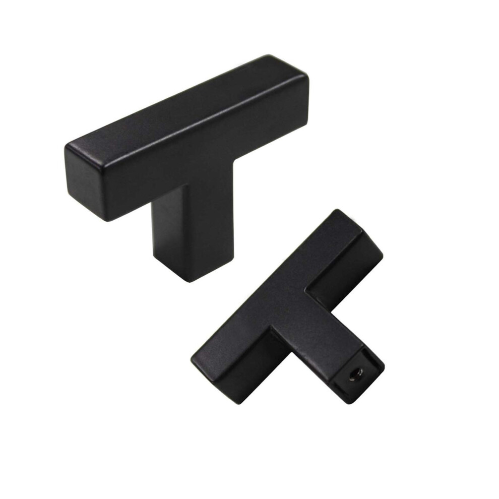 Goldenwarm 10 Pack Black Cabinet Knobs Matte Square Dresser Knobs For Cabinets Modern T Bar Black Hardware For Kitchen Bathroom Drawer Pulls 718399356768
