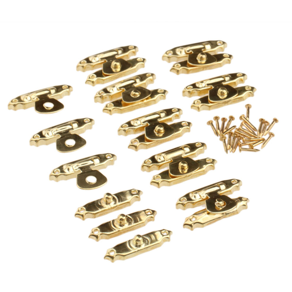 Dophee 10Pcs Box Hasp Latch Gold Retro Decorative Box Clasp With Mounting Nails For Jewelry Box Wooden Case Toolbox Suitcase Treasure Chest Trunk Har 711081909938