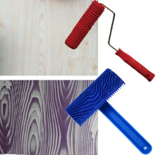 TINTON LIFE 2Pcs Rolo de Pintura Borracha 7" Padrão de Madeira + Ferramenta de Pintura 3.9" com Cabo