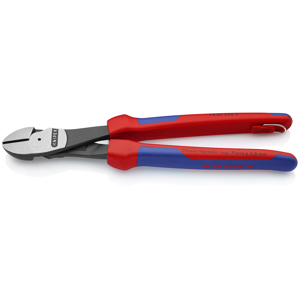 KNIPEX Tools - High Leverage Diagonal Cutters  Multi-Component  Tethered Attachment (7402250TBKA)