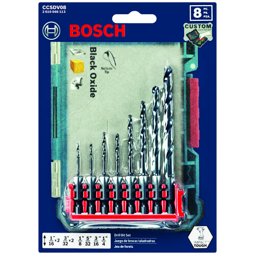 Bosch Bosch CCSDV08 Impact Tough Black Oxide Drill Bits with Clip for Custom Case System 1