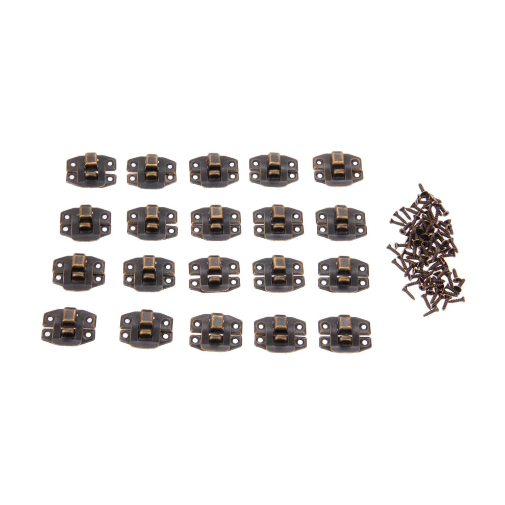Dophee 20-Pack Antique Bronze Decorative Hasp Mini Jewelry Wooden Case Box Chest Hasp Latch Lock With Screws Size 0.94""""X0.75"""" 607376740228