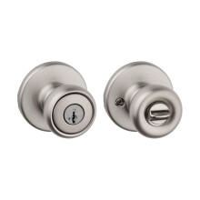 Kwikset Tylo Maçaneta de Entrada com Fechadura e Chave, Manípulo Externo, Níquel Satinado, Resistente a Pick