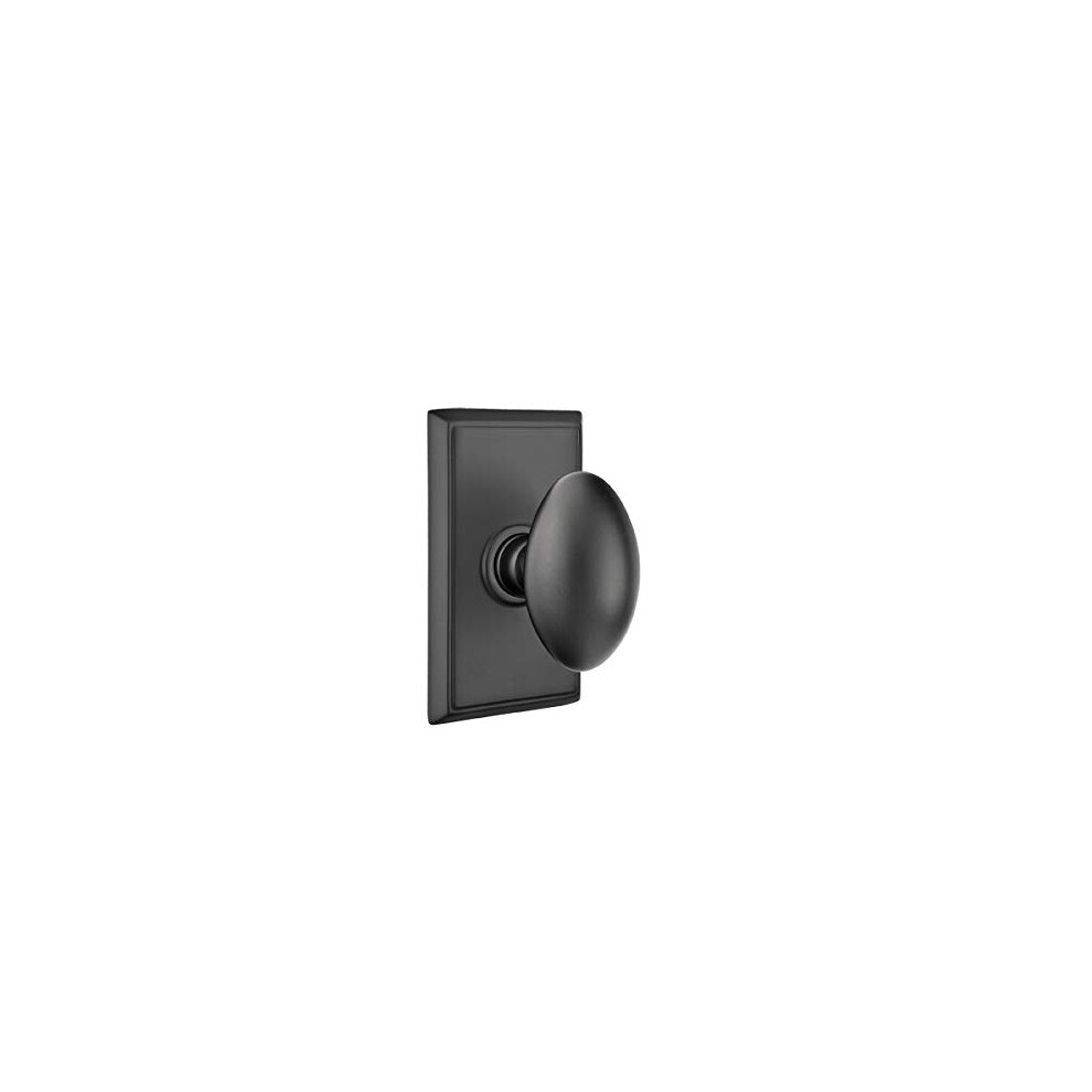 Emtek Passage Set Rectangular Rosette Egg Knob Flat Black 7426991038793