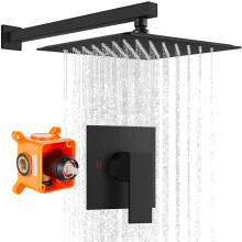 gotonovo Rainfall Shower Faucet Set System Shower Trim Kit with 10 Inch Rain Shower Head Bathroom Mixer Shower Complete Combo Single Handle Wall Moun