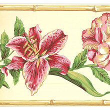 CONCORD WALLCOVERINGS Retro Floral Hawaii Wallpaper Border Featuring Roses and Tropical Flowers Colors Pink Yellow Green Size 9 Inches by 15 Feet