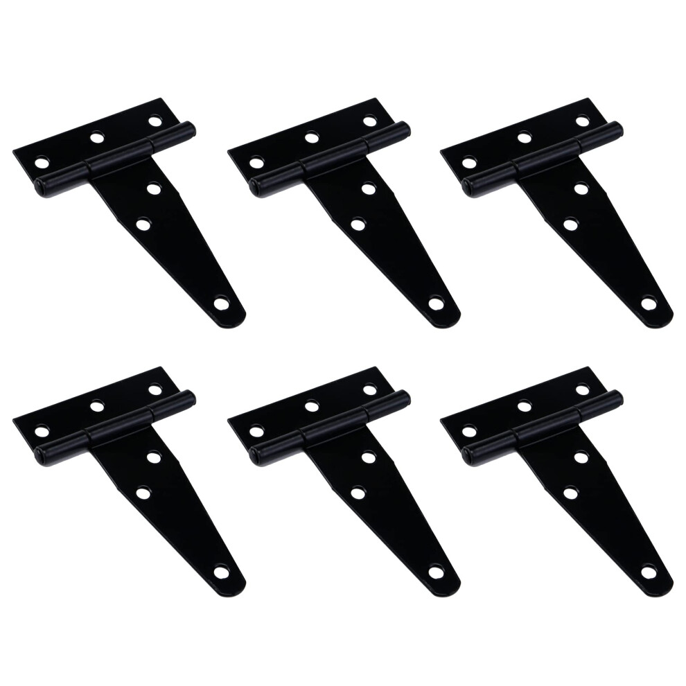 T Tulead Iron T-Strap Shutter Hinge Shed Barn Straps Gate Black Hinges Light Duty Door Hinge Fence Hinges With Mounting Screws (3"""" 6Pcs) 745678692354