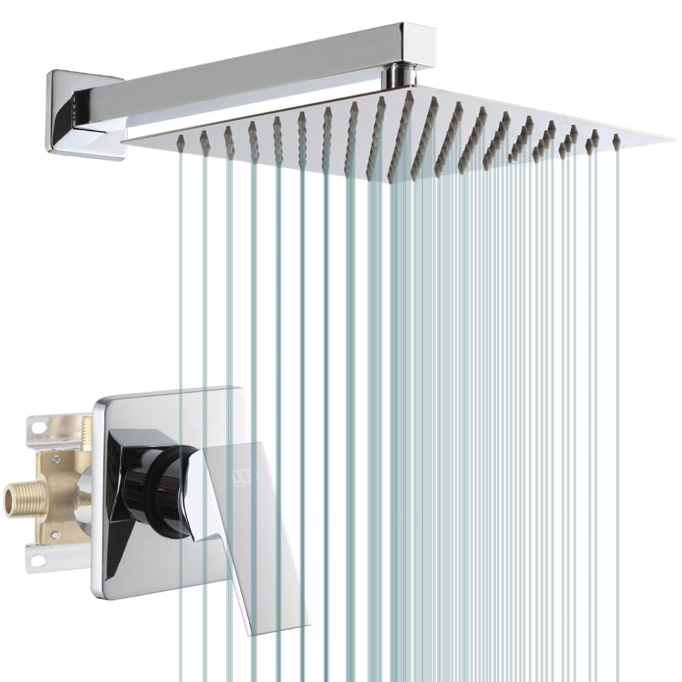 Ensemble de robinet de douche POP SANITARYWARE chromé pour salle de bain, mitigeur à effet pluie de 10 pouces, système de pommeau de douche mural