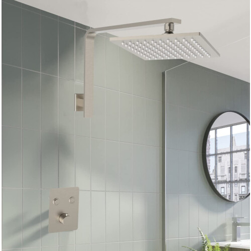 Braço de Chuveiro Aquaiaw Alto e Flange, 10.5 polegadas, Latão Sólido, Quadrado, Braço de Chuveiro Gooseneck 2
