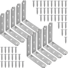 YEWLACA 10 Pcs L Bracket Corner Braces 4x4 Inch Stainless Steel Heavy Duty Shelf Bracket Wall Hanging Support 90 Degree Angle Brackets with Screws