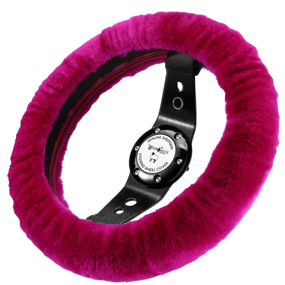 Andalus Brands Australian Sheepskin Steering Wheel Cover Anti-Slip Universal 15 Inch Fuzzy Steering Wheel Cover Offers A Plush Velvet-Like Touch Eco 721456913248