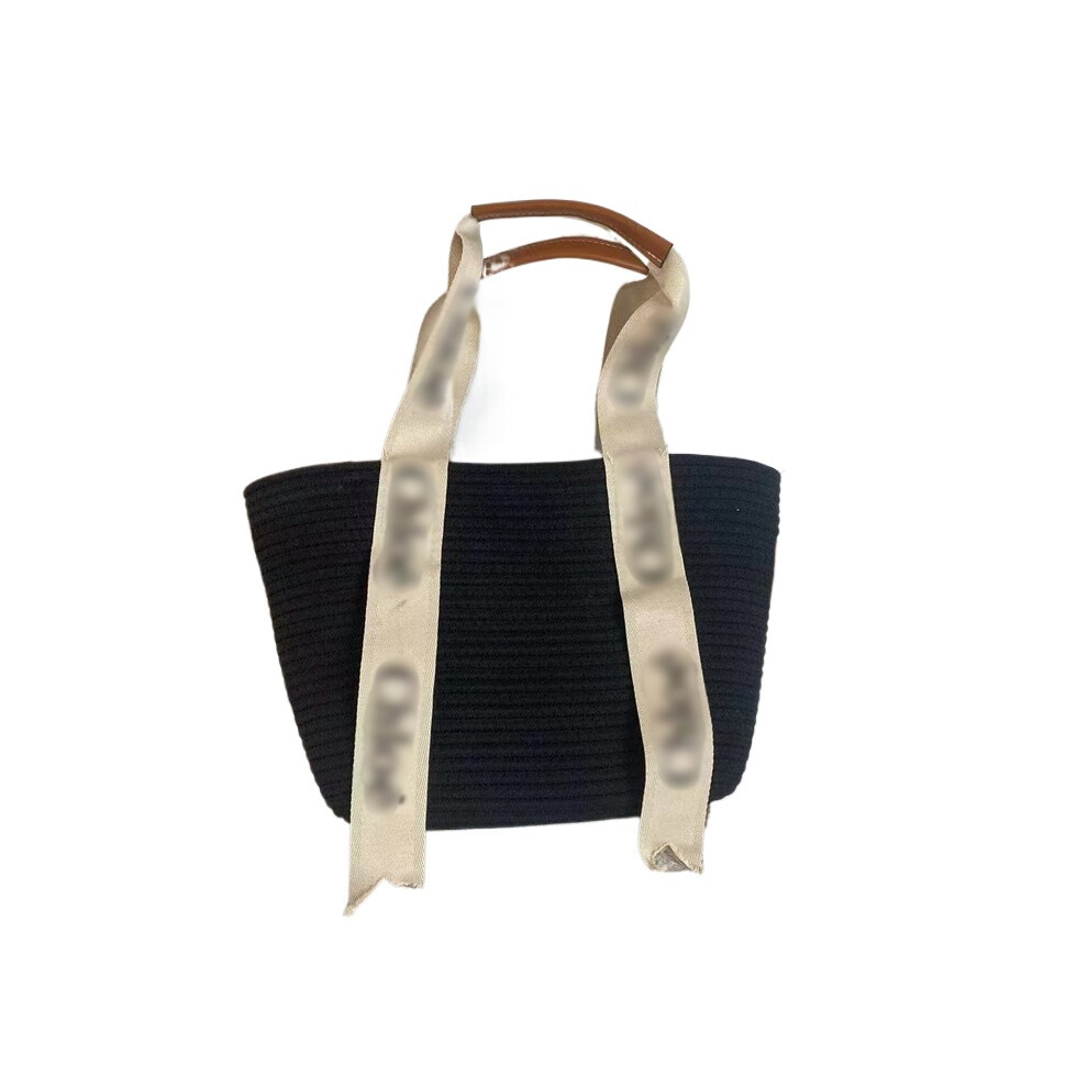 (Black Black) Seaside Weaving Straw Woven Bag Blue