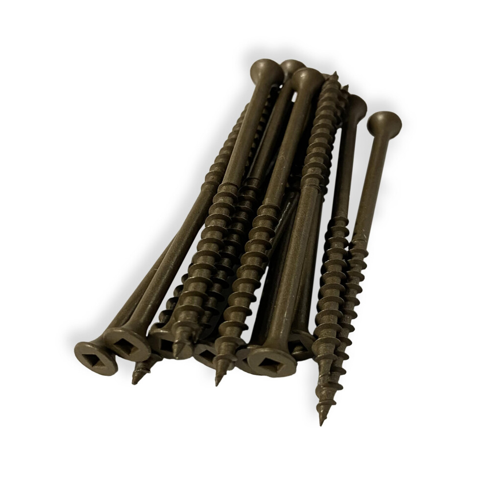 #8 x 3 Deck Screws | Square Drive | Bugle Head | Brown Ruspert | 250pcs Box