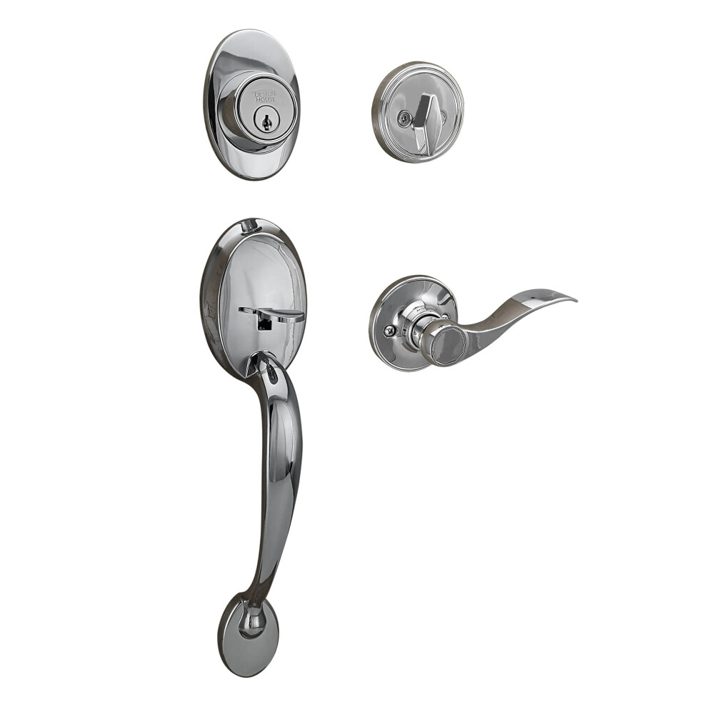 Photos - Other for Repair Design House 779066 Coventry Handleset with Springdale Interior Lever and Single Cylinder Deadbolt Polished Chrome