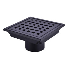 Square Shower Drain 4 inch Nicmondo Point Center Floor Waste Drain with Removable Grate Cover Stainless Steel 11cm x 11cm Matte Black