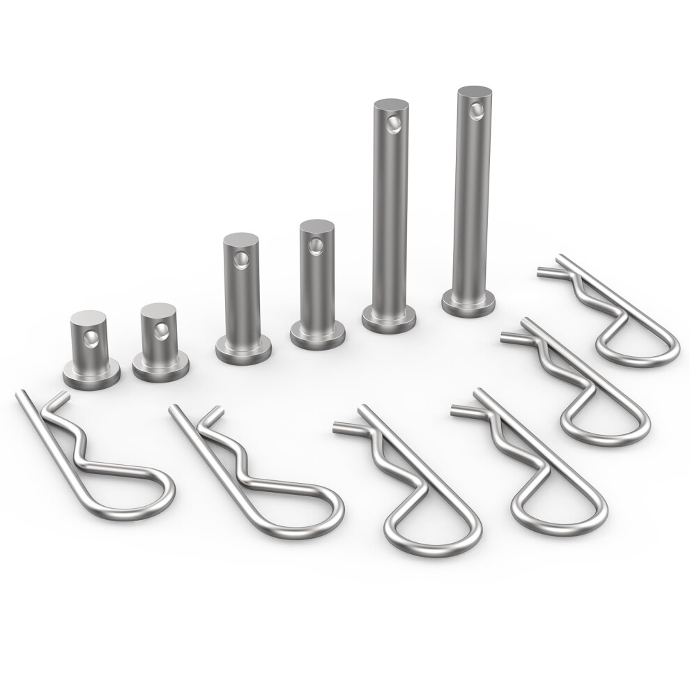 12Pcs M8 Clevis Pin And M3 X 60 R Shape Cotter Pin Assortment Kit 304 Stainless Steel Single Hole Flat Head Pin Cotter Pin Hairpin For Hitch Pin Lock 779776987142