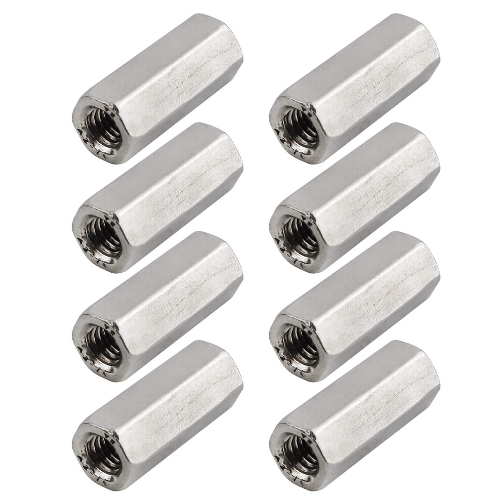 TOPPROS Pack of 8 M6 X 1.0-Pitch 25mm Length Hex Width 10mm Metric Hex Coupling Nut 304 Stainless Steel Rod Coupling Nuts-image-OPC-PGC56P8-NEW