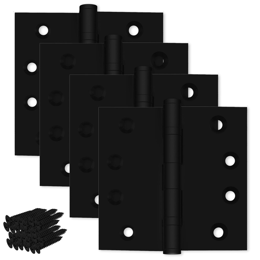 Finsbury Hardware Black Heavy Duty Door Hinge Matte Black Ball Bearing 4x4 Inch Heavy Duty - Set of 6 Solid Brass Matte Black Door Hinges (Flat Black)