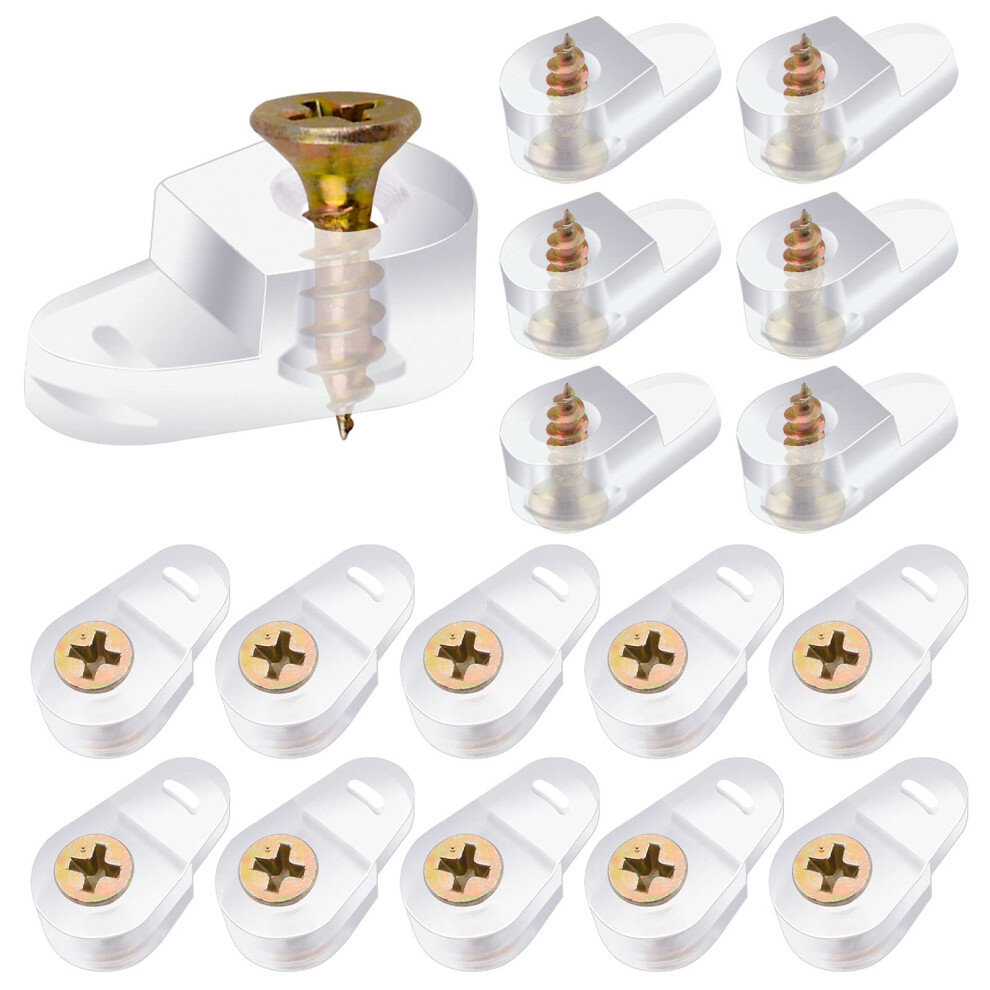 Morobor 100 Pezzi Kit Di Clip Di Fissaggio Per Vetro, Clip Per Vetro, Clip Per Mobili In Vetro Con Viti Per Il Fissaggio Di Ante In Vetro, Adatte-image