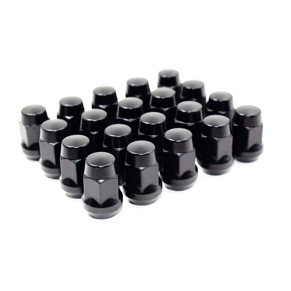 Set Of 20 Veritek 1/2X20mm 19Mm 3/4 Hex 1.4"""" Overall Length 1 Piece Acorn Conical Seat Lug Nuts Black 680044050515