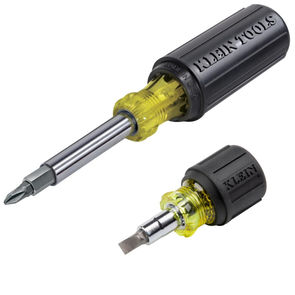 Klein Tools 80027 Screwdriver Set 11-in-1 Multi-bit Screwdriver 6-in-1 Stubby Screwdriver Phillips Slotted Square Torx Bits 2-Piece
