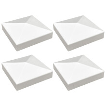 Paquete de 4 tapas para postes de cerca de vinilo estilo pir   mide de 4 pulgadas (10 cm x 10 cm) - Tapa blanca de PVC/vinilo