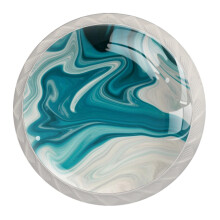 NEWzone 4 Pack Dresser Drawer Cabinet Knobs White and Teal Marble Round Shape Crystal Glass Knobs Pulls Handles for Kitchen Wardrobe Cupboard Door Ha