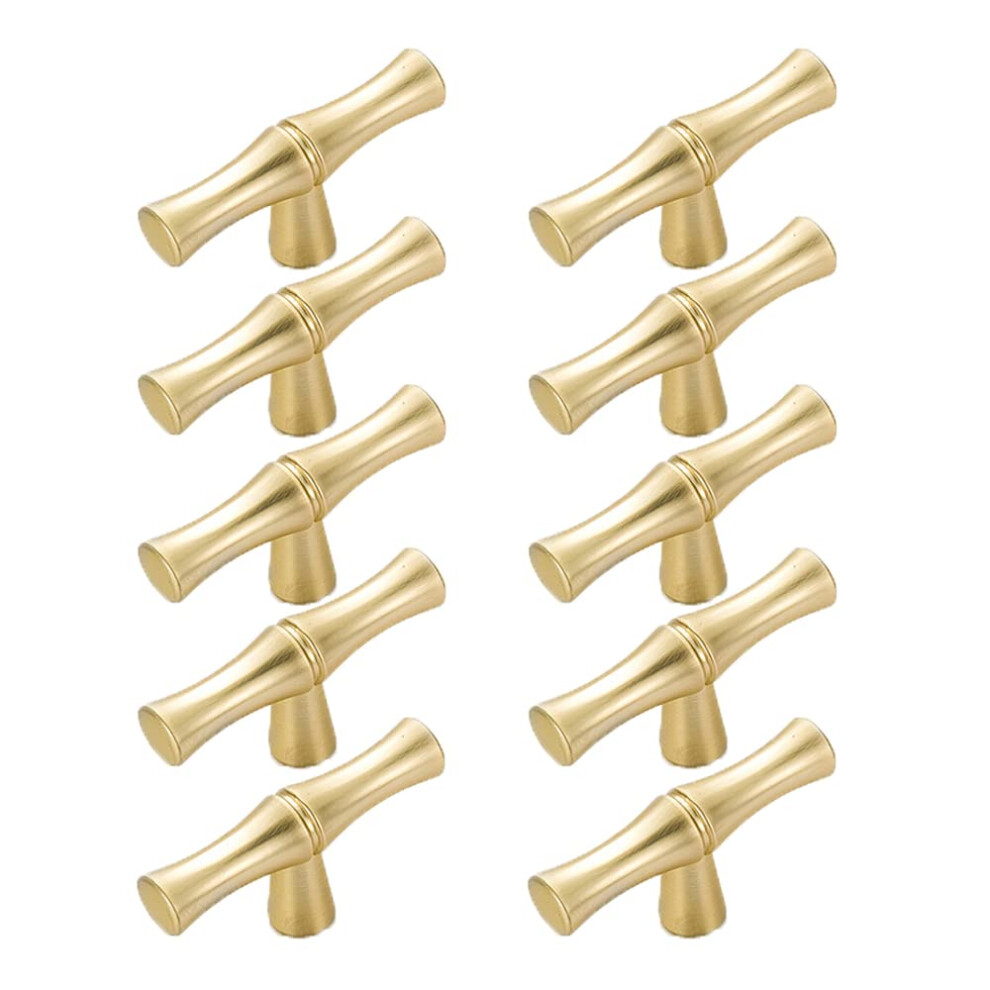 Achnau 10Pcs Cabinet Knobs Single Hole Bamboo Shape Kitchen Cupboard Dresser Closet Drawer Door Handles Pulls Gold 727431685841