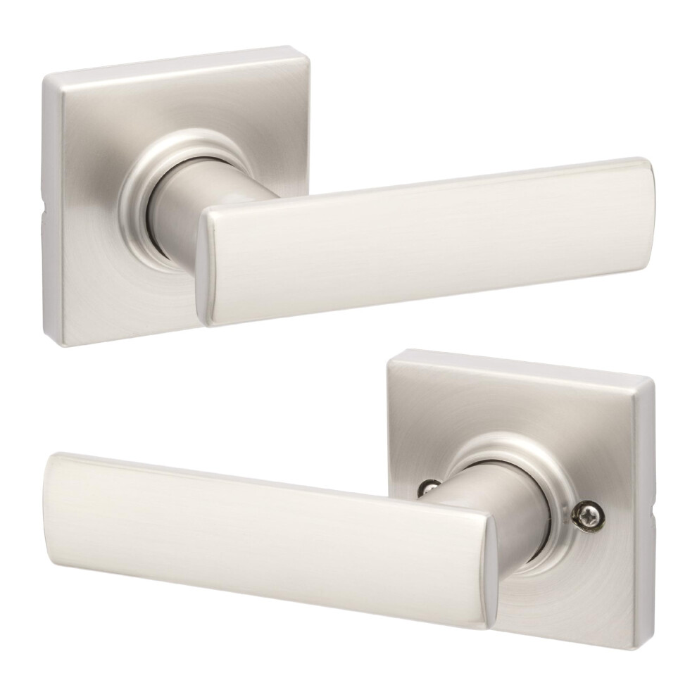 Photos - Door Handle Kwikset Breton Interior Passage Lever For Closet and Hallway Doors Reversible Non-Locking Handle Lever Satin Nic
