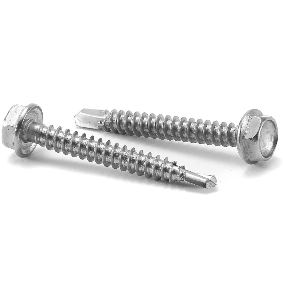 #14 x 1-1/2"""" Sheet Metal Screws 100PCS 410 Stainless Steel Hex Washer Head Fast Self Tapping Screws by SG TZH-image-OPC-PGC57DB-NEW