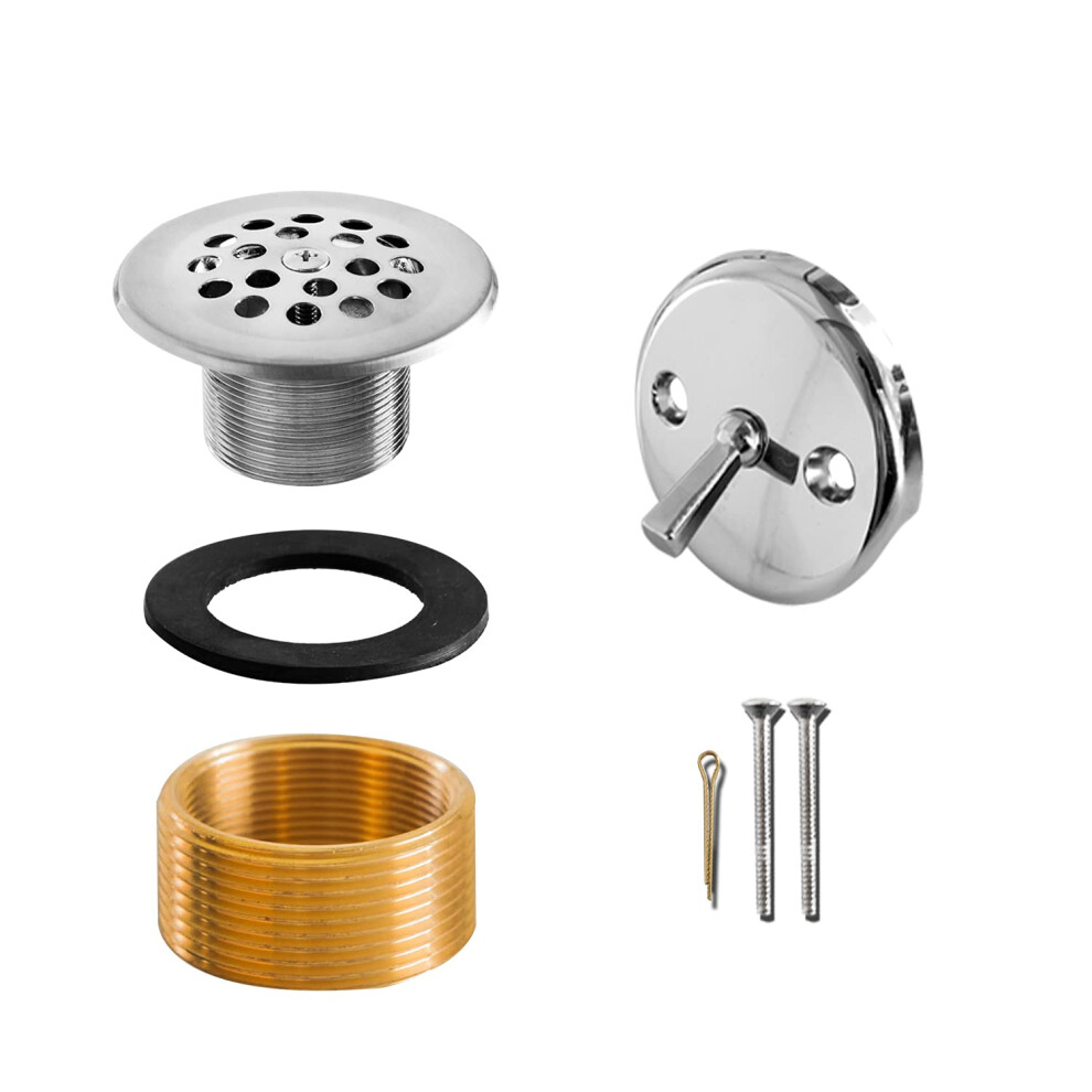 Sento Chrome Trip Lever Bathtub Drain Assembly Stopper Kit Fit Both 1-1/2 Inch Or 1-5/8 Inch Strainer And Stopper Heavy Duty Metal With Matching Scr 4710623110258