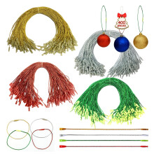 400pcs Gold Silver Red Green Ornament Hanger String Christmas Ornaments Hook Precut Ropes with Snap Fasteners Polyester Ornament Wire for Xmas Tree Ho