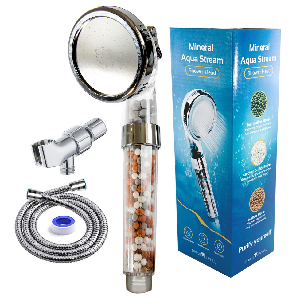 Trineverse | Mineral Aqua Stream - Filtered Shower Head - Mineral Shower Head - Shower Head Filter - Stream Purifier For Kids Pets And Adults - Take 860007552403
