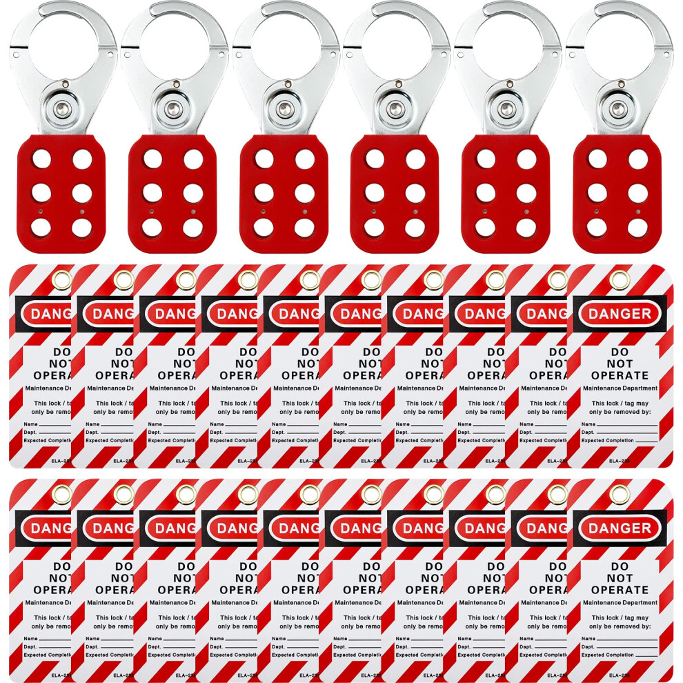 Safby Lockout Tagout Hasp With Loto Tags 6 Hasp With 20 Lock Out Tag Out Tags (6 Pcs) 743636592470
