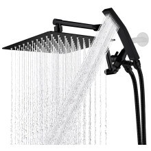 G-Promise All Metal 10 Inches Rainfall Shower Head with Handheld Spray Combo 3 Settings Diverter Adjustable Extension Arm with Lock Joints 71 Inch