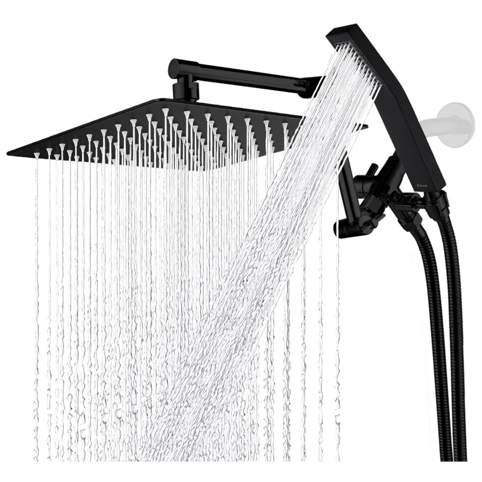 G-Promise All Metal 10 Inches Rainfall Shower Head With Handheld Spray Combo 3 Settings Diverter Adjustable Extension Arm With Lock Joints 71 Inche 631089412912