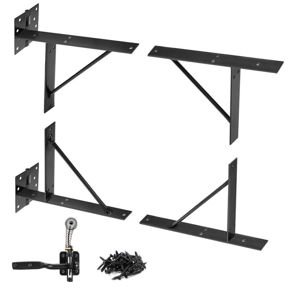 Mofeez Gate Corner Brace Bracket No Sag Kit For Shed Doors Driveway Gates Corral Gates Wood Windows (With Gate Latch) 731034757195